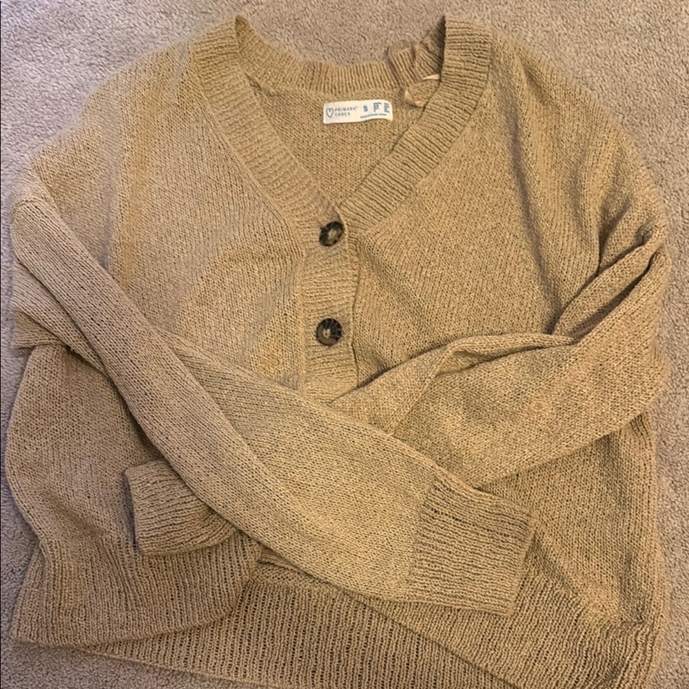 Vince Tan Cardigan Sweater Soft Knit Timeless Design